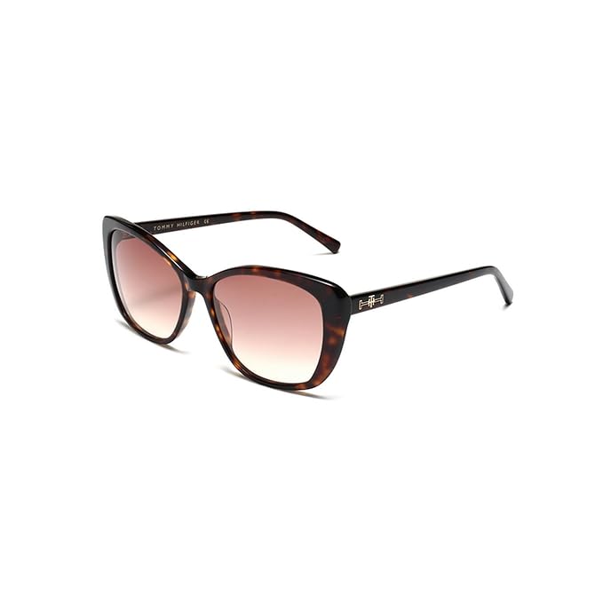 TOMMY HILFIGER Eyewear | Brown Lens | Brown Frame | Full Rim Cateye Shape Branded Latest and Stylish Sunglasses | 100% UV Protection | Womens Sunglasses|