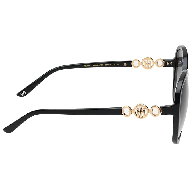 Tommy Hilfiger|Black Full-rim Frame Oval Sunglasses|100% UV Protected (Uv 400) Grey Gradient Faded Lens|Women's
