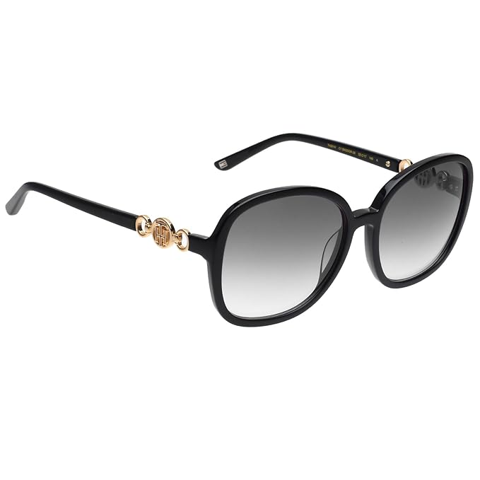Tommy Hilfiger|Black Full-rim Frame Oval Sunglasses|100% UV Protected (Uv 400) Grey Gradient Faded Lens|Women's