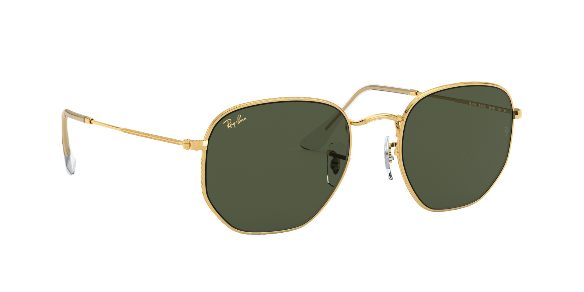 RAYBAN HEXAGONAL sunglasses with Gold Metal frame and G-15 Green lenses