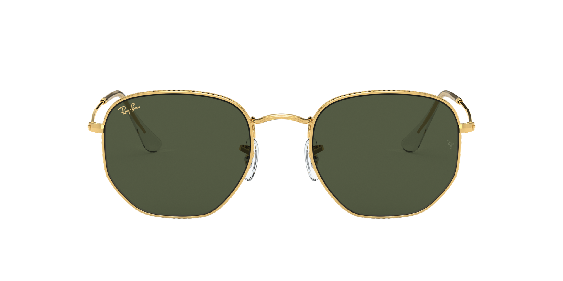 RAYBAN HEXAGONAL sunglasses with Gold Metal frame and G-15 Green lenses