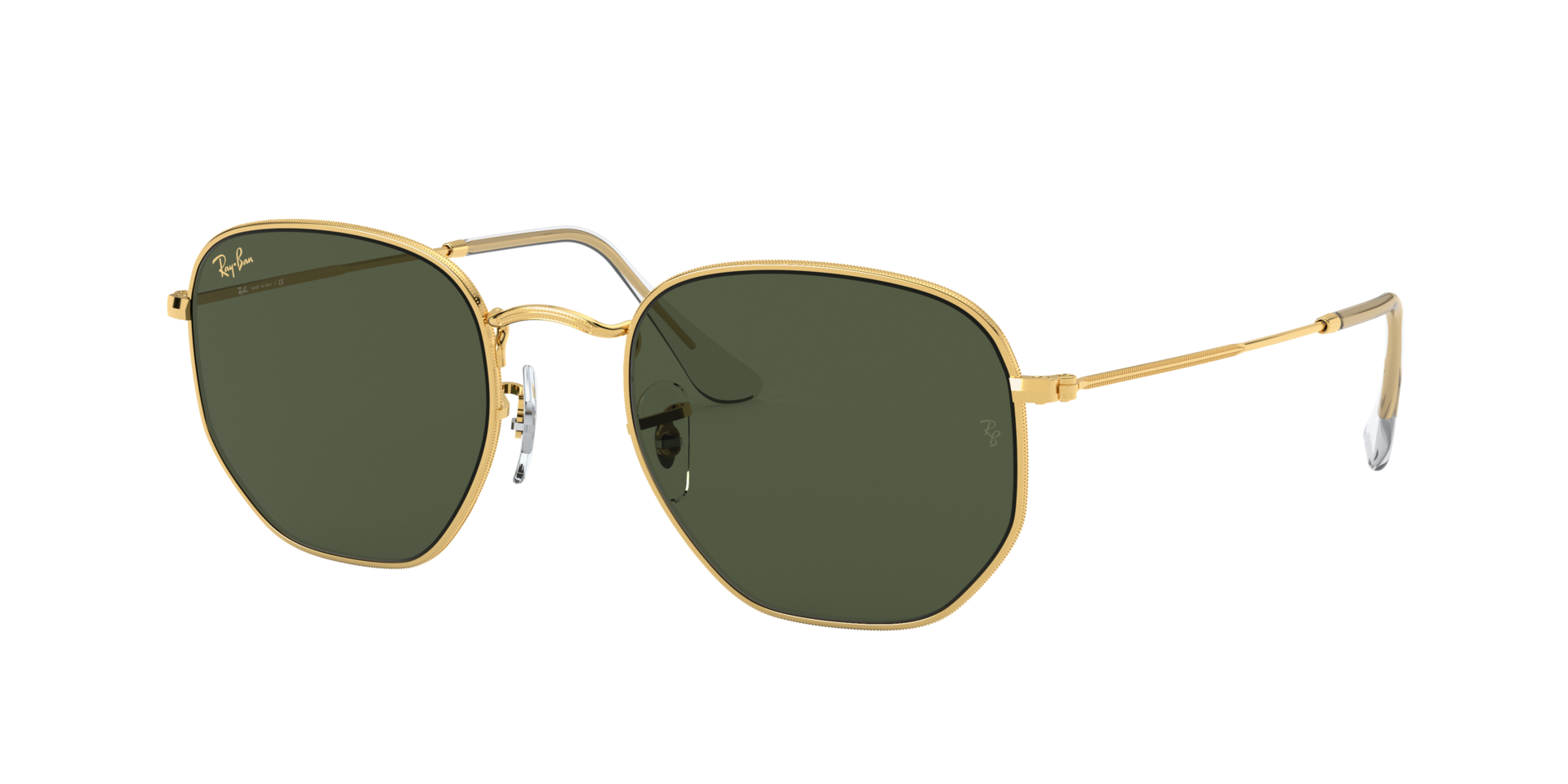 RAYBAN HEXAGONAL sunglasses with Gold Metal frame and G-15 Green lenses