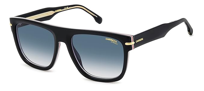 Carrera|Black Full Frame Square Sunglasses|100% UV Protected (Uv 400) Blue Gradient Faded Lens|Men's|Large