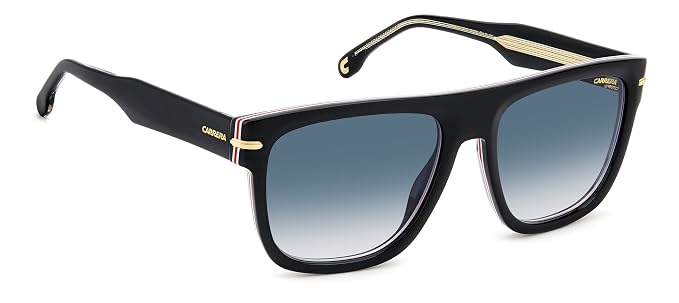 Carrera|Black Full Frame Square Sunglasses|100% UV Protected (Uv 400) Blue Gradient Faded Lens|Men's|Large
