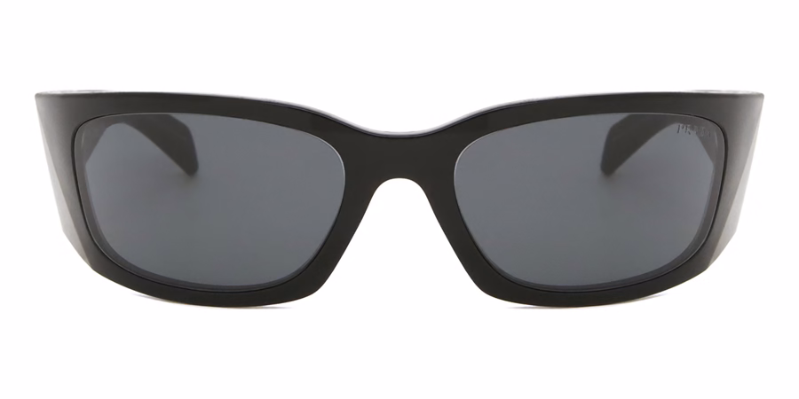 Prada PR A19S 1AB5S0 Wraparound Black Sunglasses