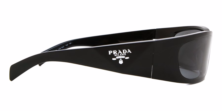 Prada PR A19S 1AB5S0 Wraparound Black Sunglasses
