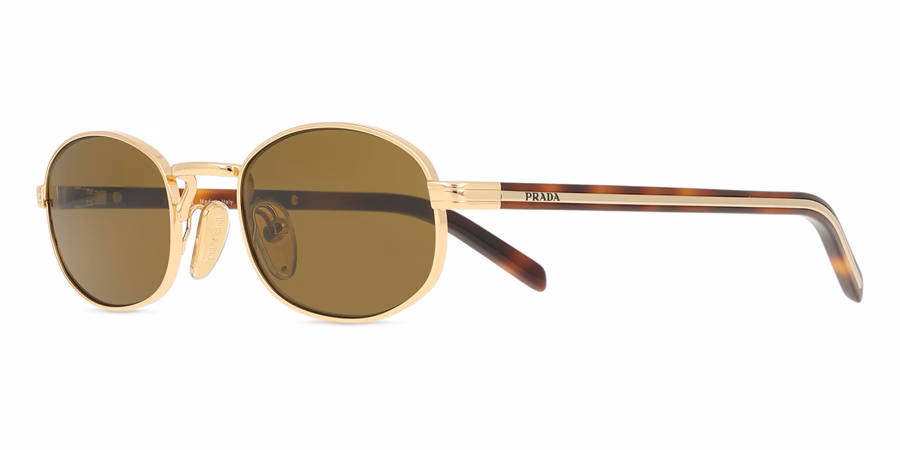 Prada PR B53S 5AK09Z Oval Gold Sunglasses