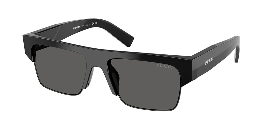 Prada PR D12SU 16K20Z Rectangle Black Sunglasses